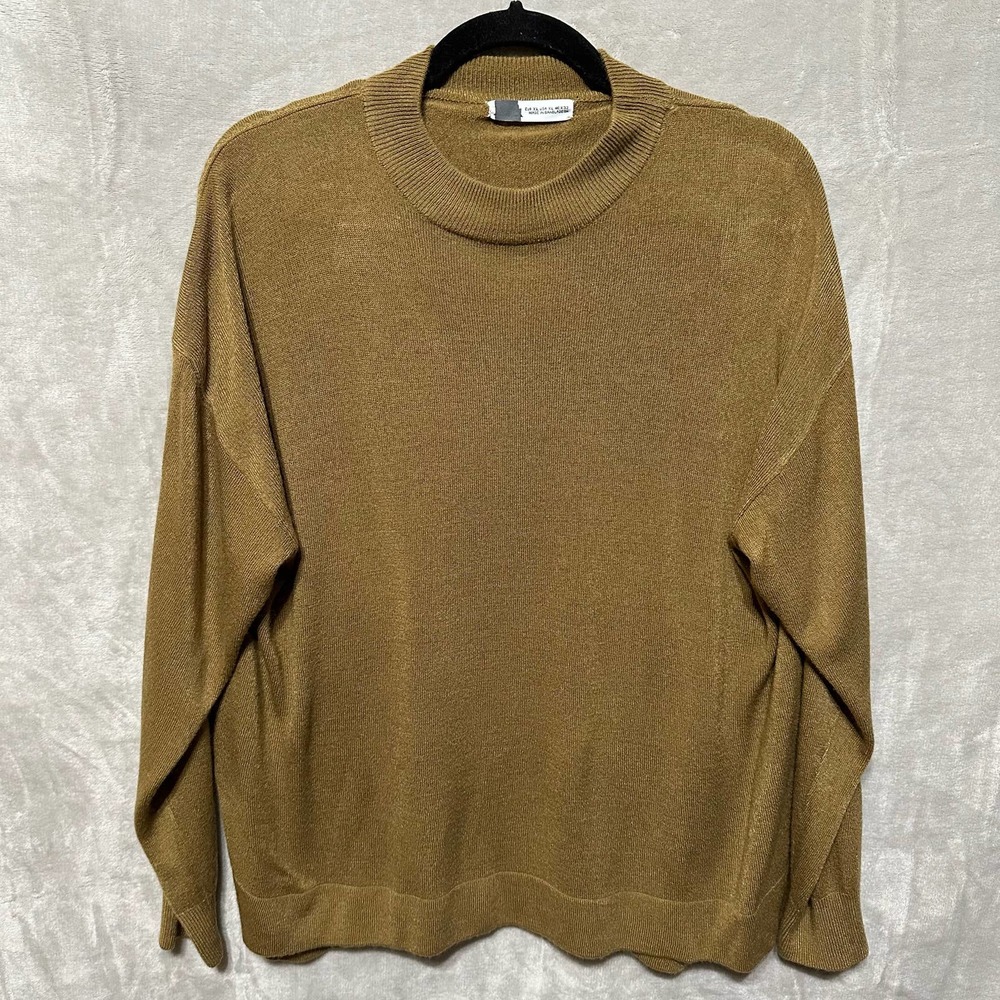 Zara Sweater Womens Extra Large Tan Crew Neck Long Sleeve Soft Casual Comfort